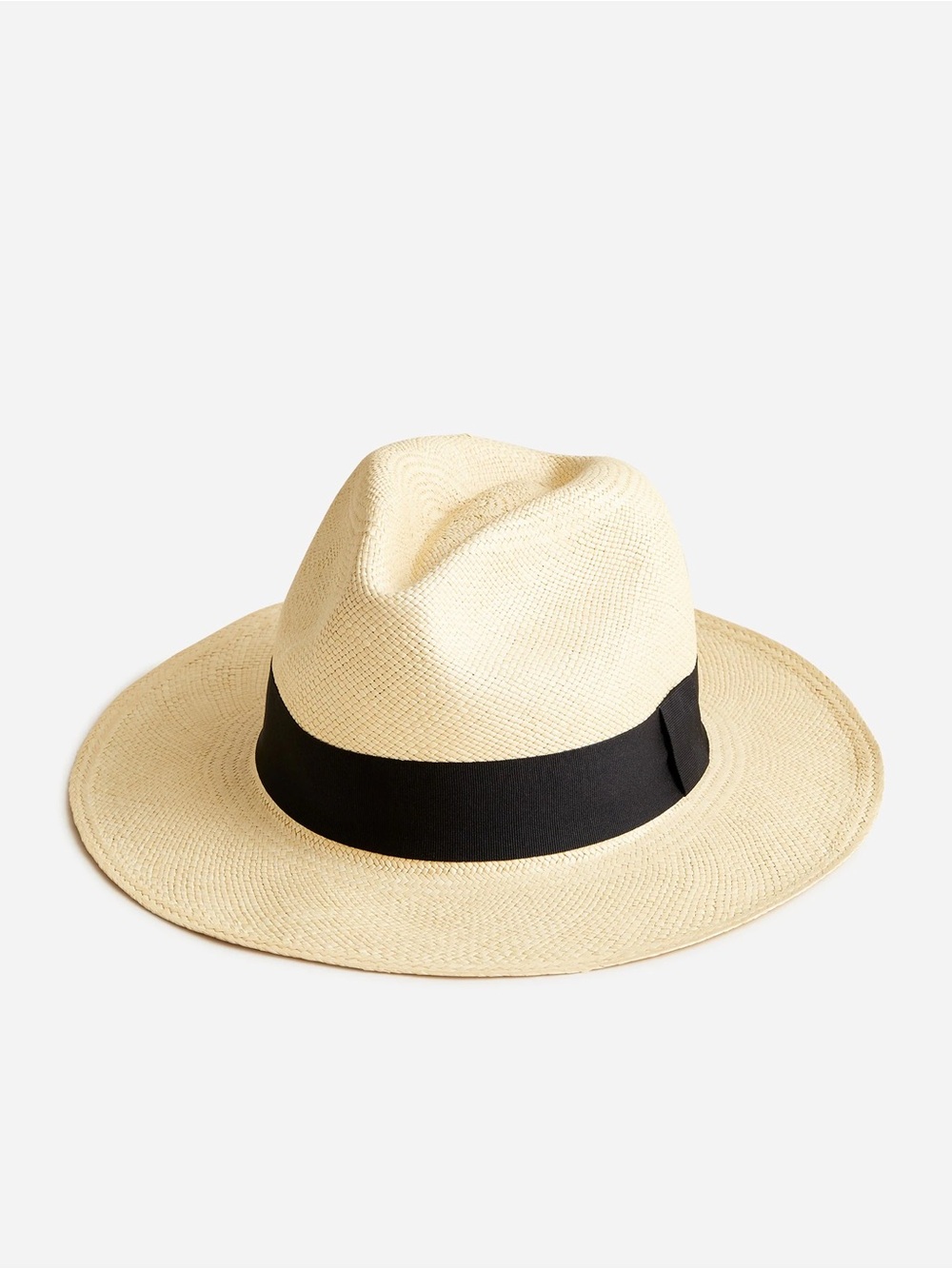 J Crew EUC Classic Cream Panama Hat with Black Band